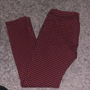 gingham red & black pants